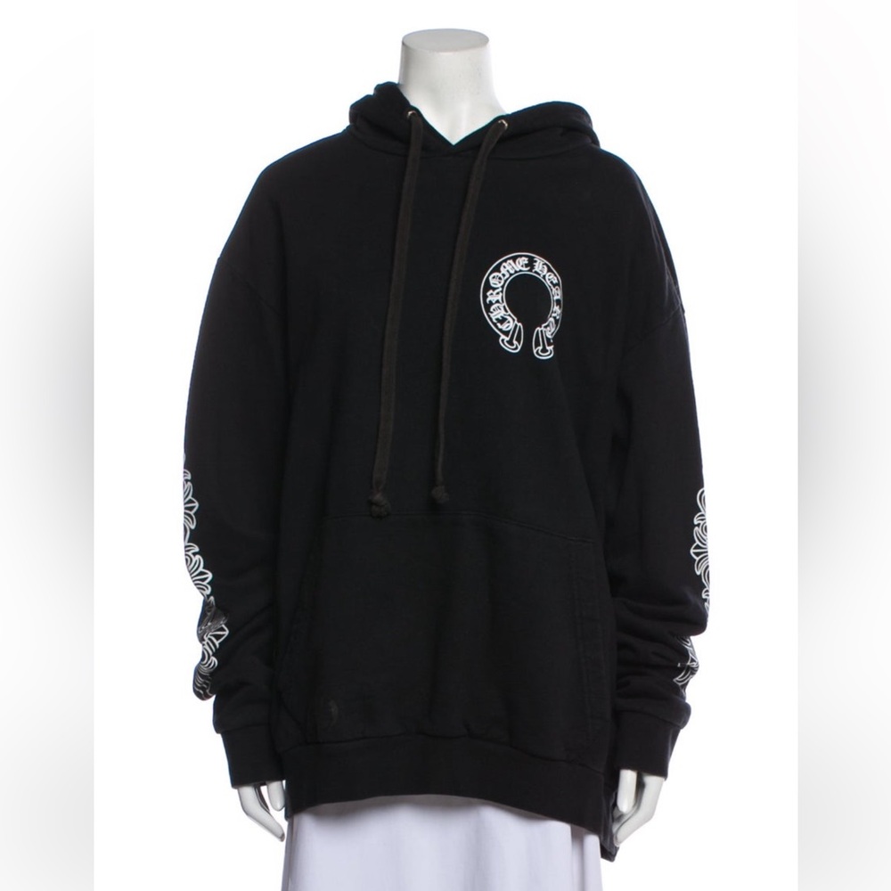 CHROME HEARTS graphic print crew neck hoodie